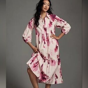 Anthropologie - Maeve Bettina Pink and White Floral Dress